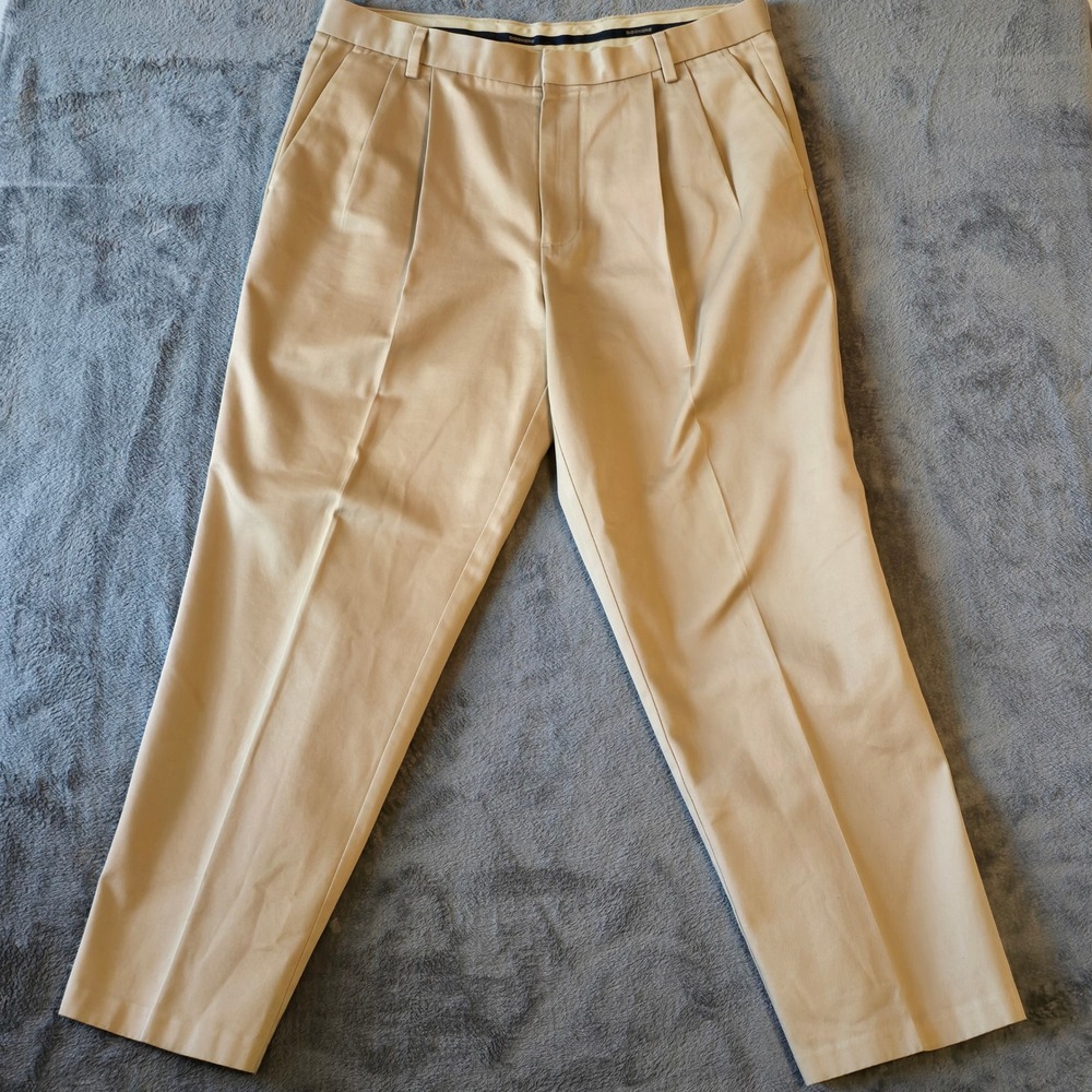 Dockers Khaki Chino Pants Mens 35x29 Pleated Classic Fit Tan 100% Cotton Vintage